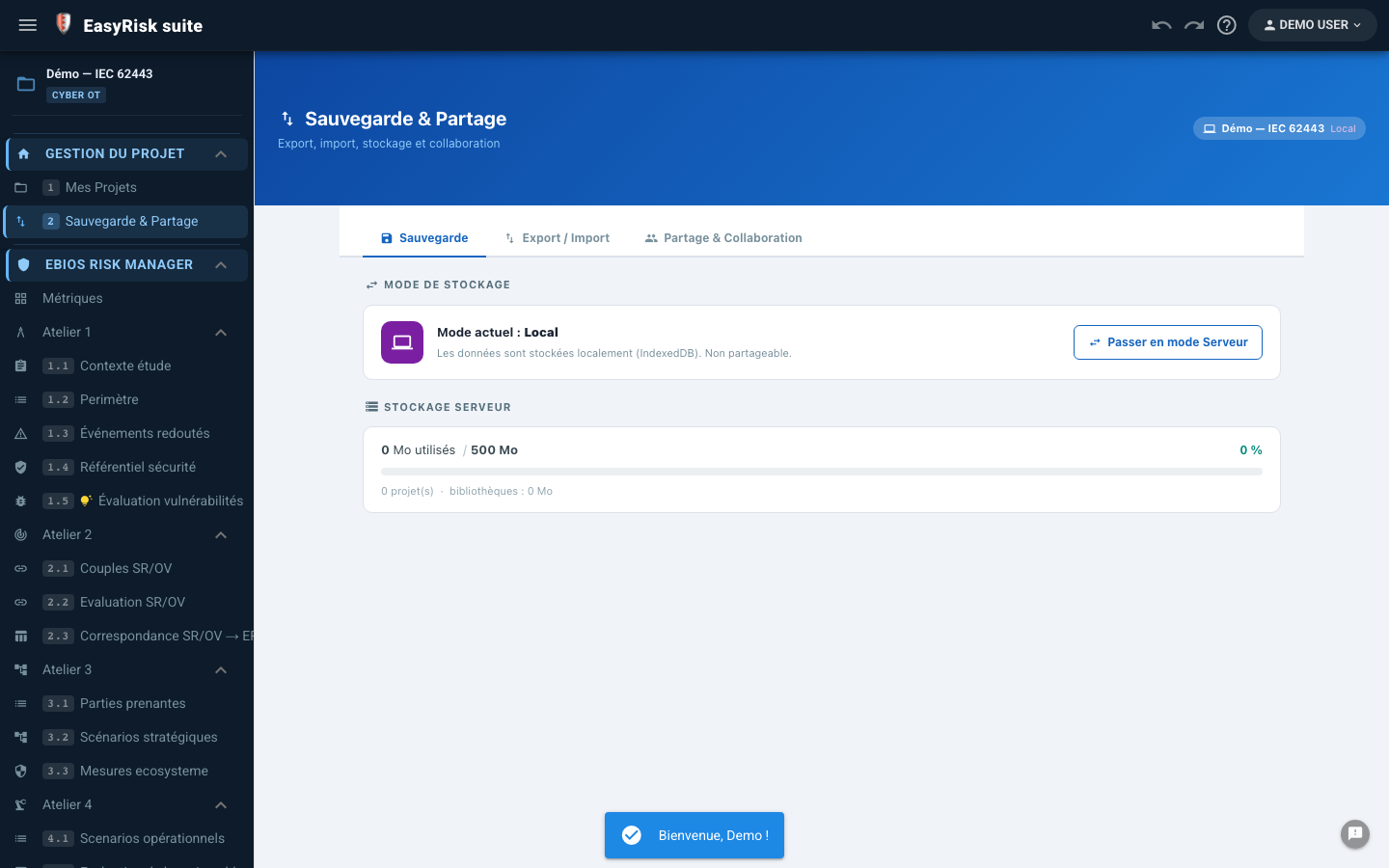 Sauvegarde et restauration — export JSON, historique, sauvegardes automatiques