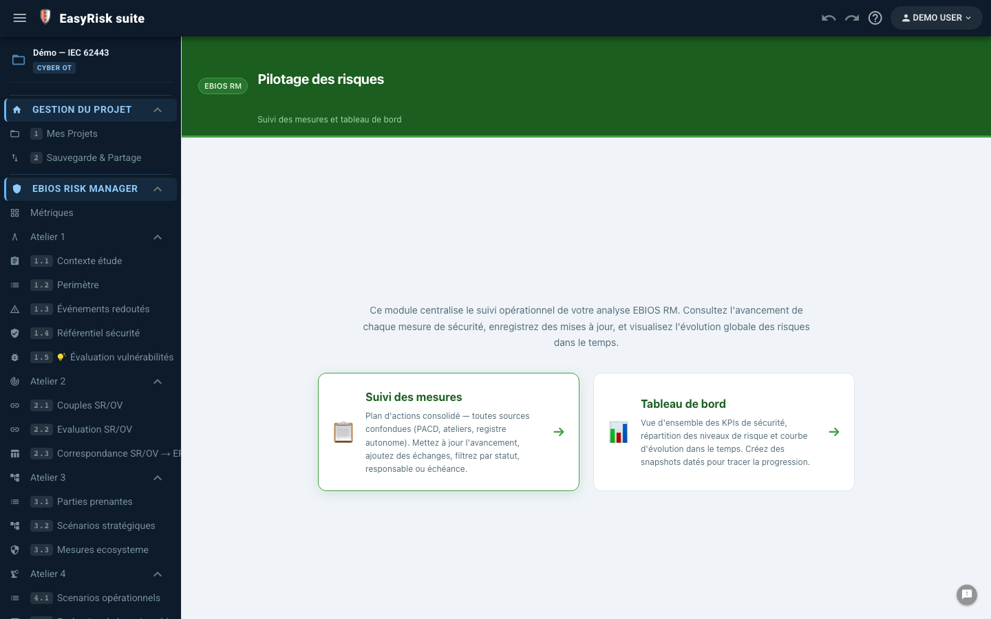 Pilotage multi-projets — vue globale actions, filtres, indicateurs retard
